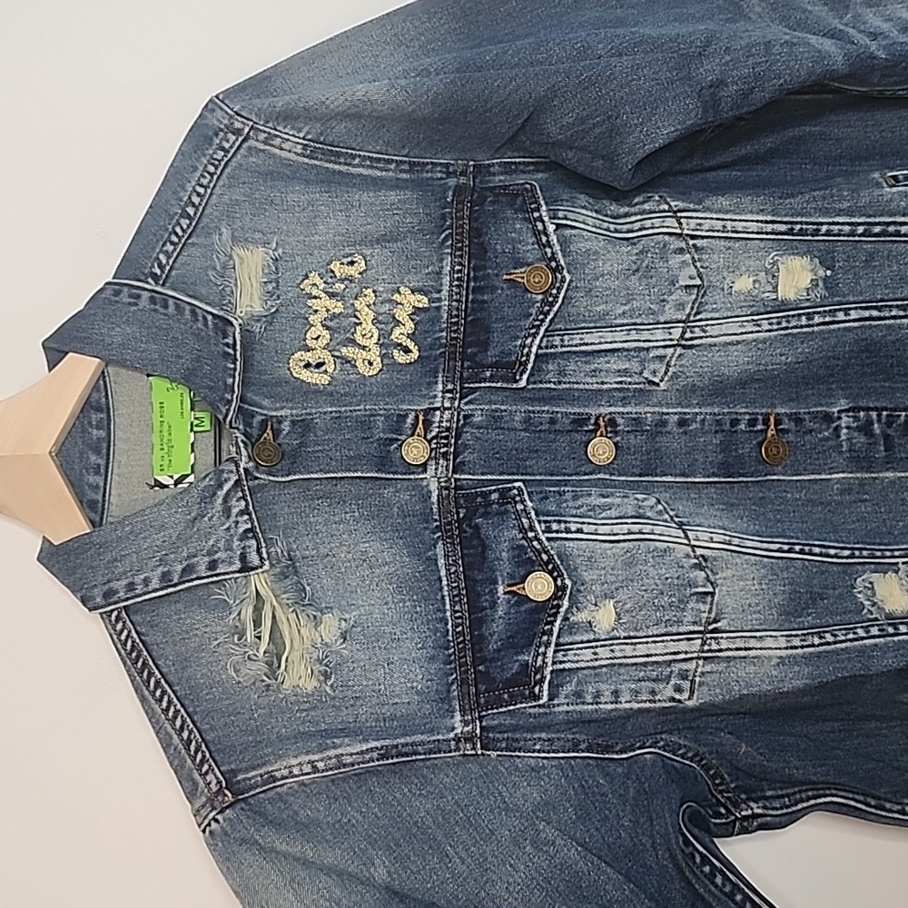 Sandrine Rose by Free People boys dont cry distressed jean jacket size m… - Picture 2 of 8